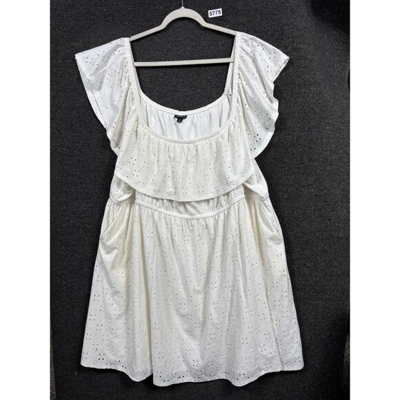 torrid Dresses & Skirts - Torrid Off Shoulder Eyelet Knit Skater Dress Womens Size 5 (5X) White